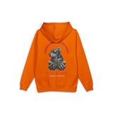 Overoz Doberman Sırt Baskılı Kapüşonlu Oversize Sweatshirt Köpekli Turuncu Hoodie H1193, S