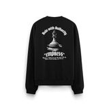 Overoz Empress Satranç Sırt Baskılı Siyah Oversize Sweatshirt S1196, S