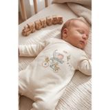 Overoz Erkek / Kız Bebek Patikli Tulum Fil Baskılı Çıtçıtlı Ekru Zıbın Tulum 5951