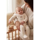 Overoz Erkek / Kız Bebek Patikli Tulum Gökkuşağı Baskılı Çıtçıtlı Ekru Zıbın Tulum 5321