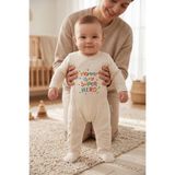 Overoz Erkek/Kız Bebek Patikli Tulum Anne Mommy Süper Hero Baskılı Çıtçıtlı Ekru Zıbın Tulum, T-5352