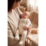 Overoz Erkek/Kız Bebek Patikli Tulum Tavşan Baskılı Çıtçıtlı Ekru Zıbın Tulum 5105, T-5105