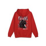 OverOz Feline Leopard Leopar Sırt Baskılı Kapüşonlu Yarı Oversize Sweatshirt Hoodie, S, H1401, Kırmızı, üniseks-yetişkin