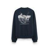 Overoz Gece Mavisi Oversize Not Change Sırt Baskılı Yazılı Sweatshirt Oversize S1205, XL
