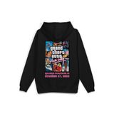 OverOz Gta Vice City Sırt Baskılı Kapüşonlu Yarı Oversize Sweatshirt, XL, H1314, Siyah, üniseks-yetişkin