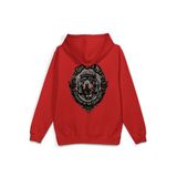 Overoz Guardian Dog Rottweiler Köpek Sırt Baskılı Kapüşonlu Yarı Oversize Sweatshirt Kırmızı Hoodie 1402, L5368253060812