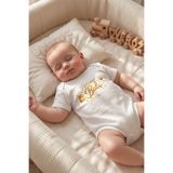 Overoz Halasının Balı Yazılı Bebek Zıbın Erkek Kız Bebek Body Çıtçıtlı Beyaz Kısa Kollu Badi Tulum Bebek Hediyelik 5683-22