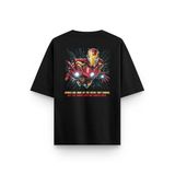 Overoz Iron Man Sırt Baskılı Yarı Oversize T-shirt 1319, 2XL
