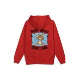 OverOz Kedi Sırt Baskılı Kapüşonlu Yarı Oversize Sweatshirt, S, H1381, Kırmızı, üniseks-yetişkin