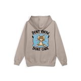 OverOz Kedi Sırt Baskılı Kapüşonlu Yarı Oversize Sweatshirt, S, H1381, Taş Rengi, üniseks-yetişkin