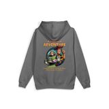 OverOz Kovboy Sırt Baskılı Kapüşonlu Yarı Oversize Sweatshirt Hoodie, M, H1391, Gri, üniseks-yetişkin