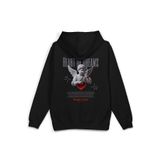 Overoz Melek Heart Of Dreams Sırt Baskılı Kapüşonlu Oversize Sweatshirt Siyah Hoodie H1195, M