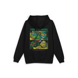 Overoz Ninja Kaplumbağalar Sırt Baskılı Kapüşonlu Oversize Sweatshirt Siyah Hoodie H1302, L