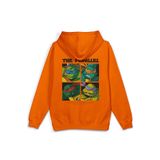 Overoz Ninja Kaplumbağalar Sırt Baskılı Kapüşonlu Oversize Sweatshirt Turuncu Hoodie H1302, 2XL