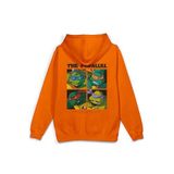 Overoz Ninja Kaplumbağalar Sırt Baskılı Kapüşonlu Oversize Sweatshirt Turuncu Hoodie H1302, L