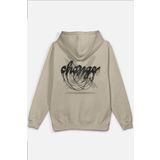 Overoz Not Change Değişmemek Sırt Baskılı Kapüşonlu Oversize Sweatshirt Bej Hoodie H1205, XL