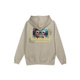 Overoz Old School Kaset Sırt Baskılı Kapüşonlu Oversize Sweatshirt Bej Hoodie H1207, S