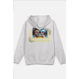 Overoz Old School Kaset Sırt Baskılı Kapüşonlu Oversize Sweatshirt Ekru Hoodie H1207, L