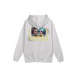 Overoz Old School Kaset Sırt Baskılı Kapüşonlu Oversize Sweatshirt Ekru Hoodie H1207, M