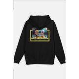 Overoz Old School Kaset Sırt Baskılı Kapüşonlu Oversize Sweatshirt Siyah Hoodie H1207, 2XL