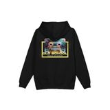 Overoz Old School Kaset Sırt Baskılı Kapüşonlu Oversize Sweatshirt Siyah Hoodie H1207, S