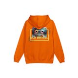 Overoz Old School Kaset Sırt Baskılı Kapüşonlu Oversize Sweatshirt Turuncu Hoodie H1207, 2XL