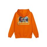Overoz Old School Kaset Sırt Baskılı Kapüşonlu Oversize Sweatshirt Turuncu Hoodie H1207, S