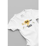 Overoz Organik %100 Pamuk Baldan Tatlı Yazılı Kısa Kollu Çıtçıtlı Bebek Body Badi Zıbın Tulum 5617