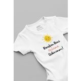 Overoz Organik %100 Pamuk Bırakın Beni Halama Gidicem Kısa Kollu Çıtçıtlı Bebek Body Badi Zıbın Tulum 5583