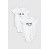 Overoz Organik %100 Pamuk Copy Paste Ikiz Desenli 2'li Bebek Body Set Badi Çıtçıtlı Zıbın Ikili 5848-5849