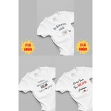 Overoz Organik %100 Pamuk Hala 3'lü Bebek Body Set Beyaz Bebek Badi Çıtçıtlı Zıbın Üçlü 5135h-5137-5165