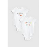 Overoz Organik %100 Pamuk I Love Mom Dad Anne Baba 2'li Bebek Body Set Çıtçıtlı Badi Zıbın Ikili 5338-5339