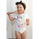 Overoz Organik %100 Pamuk Ready To Bake With Mommy Annemle Yemek Pişirmeye Hazırım Bebek Body Badi 5267 - Beyaz - 6 - 9 Ay