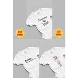 Overoz Organik%100 Pamuk Amca 3'lü Bebek Body Set Beyaz Bebek Badi Çıtçıtlı Zıbın Üçlü 5055-5183-5247, 18-24 AY