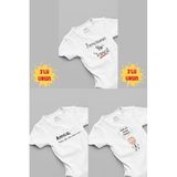Overoz Organik%100 Pamuk Amca 3'lü Bebek Body Set Beyaz Bebek Badi Çıtçıtlı Zıbın Üçlü 5055-5183-5247, 6-9 AY