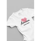 Overoz Organik%100 Pamuk Amcam Olsun Yeter Kalp Baskılı Bebek Body Badi Çıtçıtlı Zıbın 5747, 0-3 AY