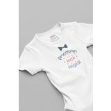 Overoz Organik%100 Pamuk Amcasının Küçük Paşası Baskılı Bebek Body Beyaz Badi Çıtçıtlı Zıbın 5873, 0-3 AY