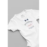 Overoz Organik%100 Pamuk Amcasının Küçük Paşası Baskılı Bebek Body Beyaz Badi Çıtçıtlı Zıbın 5873, 3-6 AY