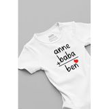 Overoz Organik%100 Pamuk Anne Baba Baskılı Bebek Body Çıtçıtlı Beyaz Badi Zıbın Tulum 5000, 24-36 Ay