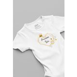 Overoz Organik%100 Pamuk Annesinin Balı Baskılı Bebek Body Çıtçıtlı Kısa Kollu Badi Zıbın Tulum 5158, 6-9 AY