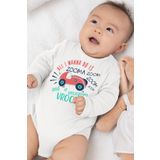 Overoz Organik%100 Pamuk Araba Baskılı Uzun Kollu Bebek Çıtçıtlı Body Badi Zıbın Tulum 5421, 6-9 AY