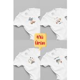 Overoz Organik%100 Pamuk Araba Desenli 4'lü Bebek Body Set Badi Çıtçıtlı Zıbın Dörtlü 5668-5669-5670-5671, 0-3 AY
