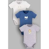 Overoz Organik%100 Pamuk Aslan 3'lü Bebek Body Set Bebek Badi Çıtçıtlı Zıbın Üçlü 5805-5806-5807-M, 24-36 Ay