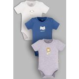 Overoz Organik%100 Pamuk Aslan 3'lü Bebek Body Set Bebek Badi Çıtçıtlı Zıbın Üçlü 5805-5806-5807-M, 6-9 AY