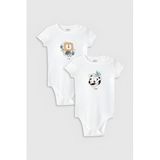 Overoz Organik%100 Pamuk Aslan Panda Baskılı 2'li Bebek Body Set Çıtçıtlı Badi Zıbın Ikili 5322-5323, 6-9 AY
