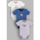 Overoz Organik%100 Pamuk At Araba Uçak 3'lü Bebek Body Set Badi Çıtçıtlı Zıbın Üçlü 5790-5791-5792-M, 18-24 AY