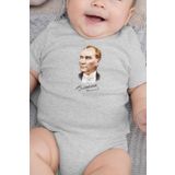 Overoz Organik%100 Pamuk Atatürk Baskılı Bebek Body Badi Çıtçıtlı Zıbın Tulum 5111-G, 18-24 AY
