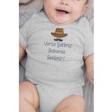 Overoz Organik%100 Pamuk Babamla Bekleriz Baskılı Bebek Body Çıtçıtlı Badi Zıbın Tulum 5881-BABA-G, 12-18 AY