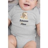Overoz Organik%100 Pamuk Babasının Aslanı Baskılı Bebek Body Kısa Kollu Çıtçıtlı Badi Zıbın Tulum 5268-G, 9-12 Ay