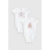 Overoz Organik%100 Pamuk Babasının Prensesi 2'li Bebek Body Set Badi Çıtçıtlı Zıbın Ikili 5803-5804, 12-18 AY